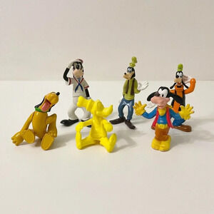 Vintage Disney Figures Lot of 6 Goofy and  Pluto Toys